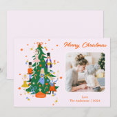 Schattigee Kerstboom Illustratie met Foto Feestdagenkaart (Voorkant / Achterkant)