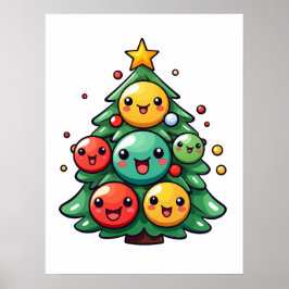 Schattigee kerstboom karakter Ornamenten Poster