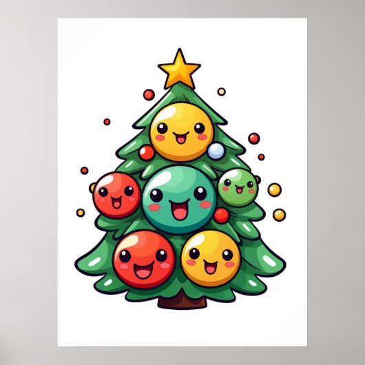 Schattigee kerstboom karakter Ornamenten Poster (Voorkant)
