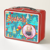 Schattigee Kerstboom Kinder Foto Metal Lunchbox (Voorkant)