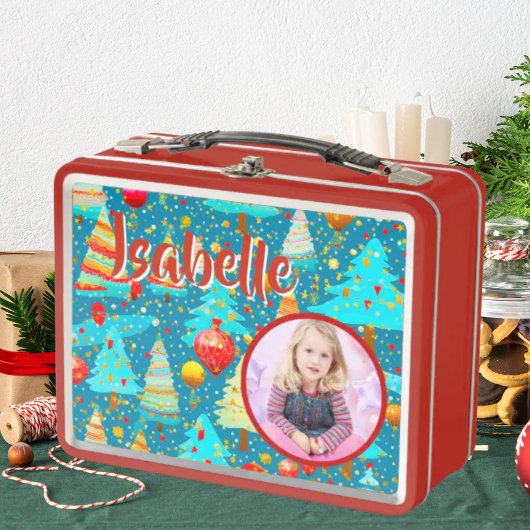 Schattigee Kerstboom Kinder Foto Metal Lunchbox