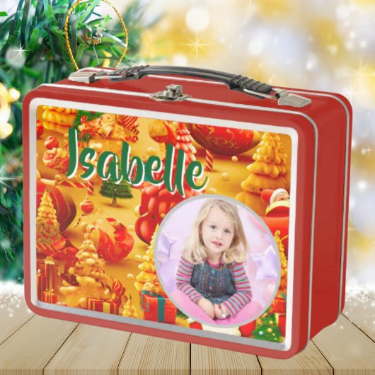 Schattigee Kerstboom Kinder Foto Metal Lunchbox