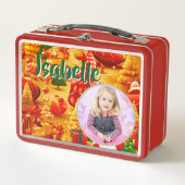 Schattigee Kerstboom Kinder Foto Metal Lunchbox (Voorkant)