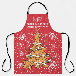 Schattigee kerstboom koekje bakbemanning sneeuwvlo schort