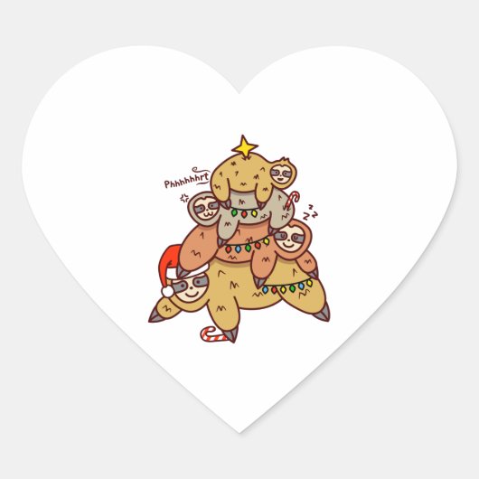 Schattigee kerstboom luiaard liefhebber pyjama hart sticker (Voorkant)