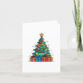 Schattigee kerstboom met cadeaus feestdagen kaart