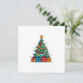 Schattigee kerstboom met cadeaus feestdagenkaart (Staand voorkant)
