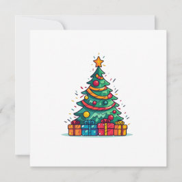 Schattigee kerstboom met cadeaus feestdagenkaart