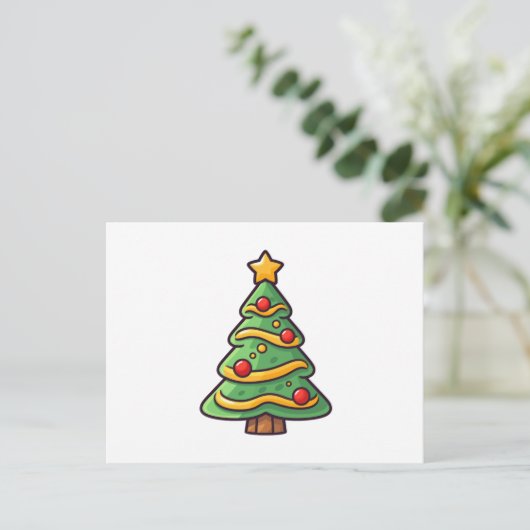 Schattigee kerstboom met Ornamenten Feestdagenkaart (Staand voorkant)