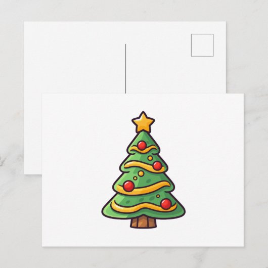 Schattigee kerstboom met Ornamenten Feestdagenkaart (Voorkant / Achterkant)
