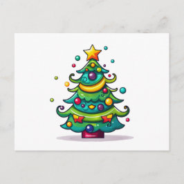 Schattigee kerstboom met Ornamenten Feestdagenkaart