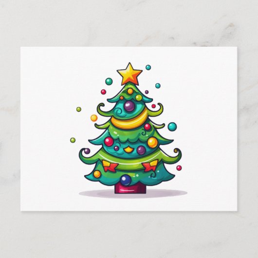 Schattigee kerstboom met Ornamenten Feestdagenkaart (Voorkant)