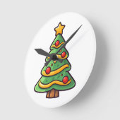 Schattigee kerstboom met Ornamenten Ronde Klok (Hoek)