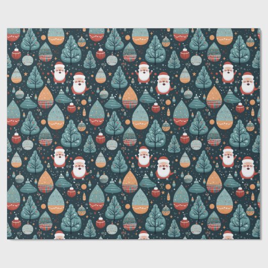 Schattigee kerstboom Ornament lint sneeuw Cadeaupapier (Vlak)