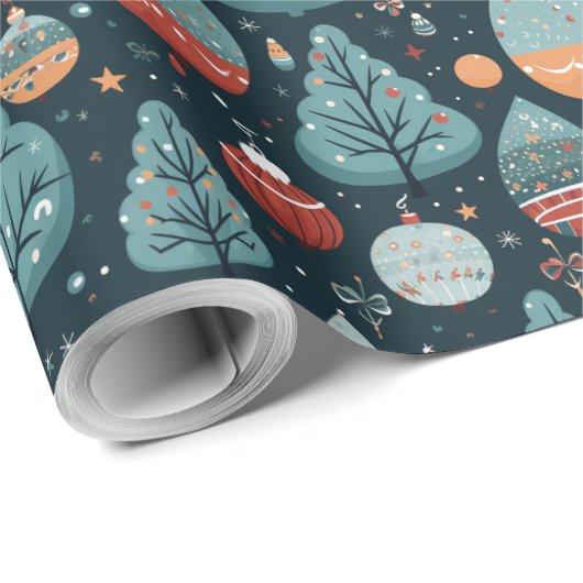 Schattigee kerstboom Ornament lint sneeuw Cadeaupapier (Rol Hoek)