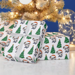 Schattigee kerstboom panda rode kerstmuts cadeaupapier