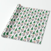 Schattigee kerstboom panda rode kerstmuts cadeaupapier (Uitgerold)