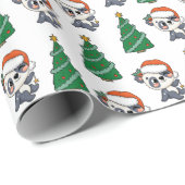 Schattigee kerstboom panda rode kerstmuts cadeaupapier (Rol Hoek)