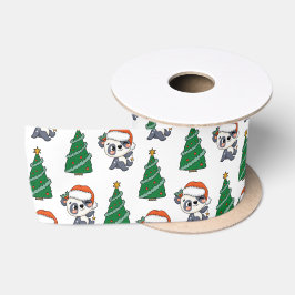 Schattigee kerstboom panda rode kerstmuts satijnen lint
