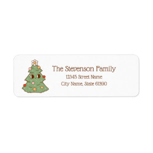 Schattigee kerstboom Plant retour adreslabels Etiket