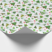 Schattigee kerstboom Print Gift Wrapping Paper Cadeaupapier (Hoek)