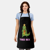 Schattigee kerstboom-rex schort (Gedragen)