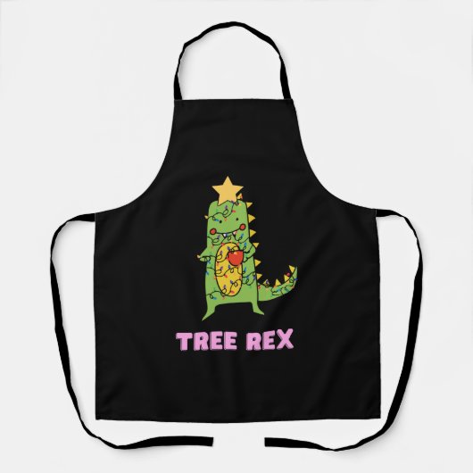 Schattigee kerstboom-rex schort (Voorkant)