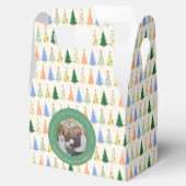 Schattigee kerstboom rode groene familie aangepast bedankdoosjes (Geopend)