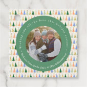 Schattigee kerstboom rode groene familie aangepast bedankjes labels (Voorkant)