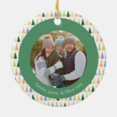 Schattigee kerstboom rode groene familie aangepast keramisch ornament (Achterkant)