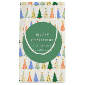 Schattigee kerstboom rode groene familie gepersona klein cadeauzakje (Voorkant)