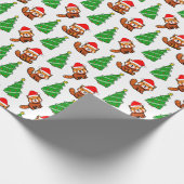 Schattigee kerstboom rode panda kerstmuts cadeaupapier (Hoek)