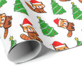 Schattigee kerstboom rode panda kerstmuts cadeaupapier (Rol Hoek)
