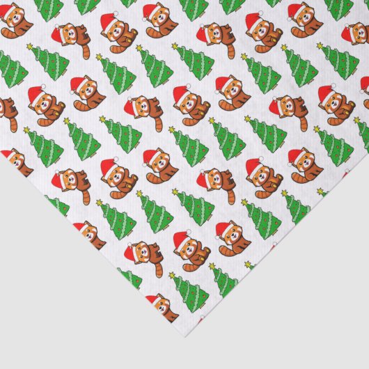 Schattigee kerstboom rode panda kerstmuts tissuepapier (Detail)