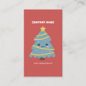 Schattigee kerstboom rood verticaal visitekaartje (Voorkant)