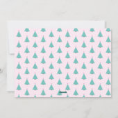 Schattigee kerstboom roze en turquoise foto feestdagenkaart (Achterkant)