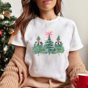 Schattigee kerstboom Roze Preppy Coquette girly T-shirt
