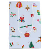 Schattigee Kerstboom Sneeuwpop Sneeuwvlokken Sneeu Medium Cadeauzakje (Achterkant)