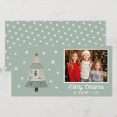 Schattigee Kerstboom Sneeuwvlokken Familiefoto Feestdagenkaart (Voorkant / Achterkant)