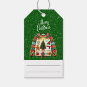 Schattigee kerstboom trio lelijke kersttrui cadeaulabel (Voorkant)