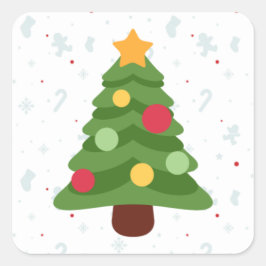 Schattigee kerstboom vierkante Sticker