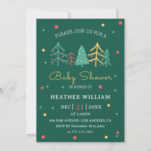 Schattigee kerstboom winterjongen Baby shower Kaart (Voorkant)