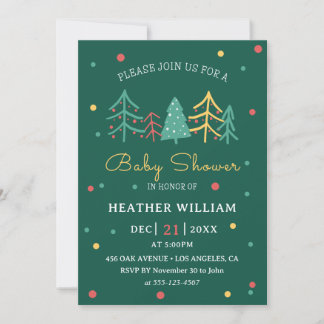 Schattigee kerstboom winterjongen Baby shower Kaart