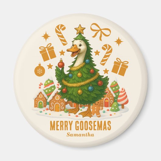 Schattigee kerstboomgans | vakantiekoelkast magneet (Voorkant)