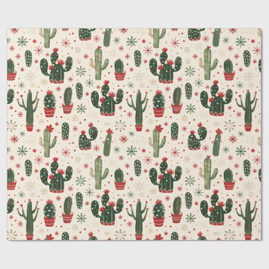 Schattigee kerstcactus | Desert Cadeaupapier (Vlak)