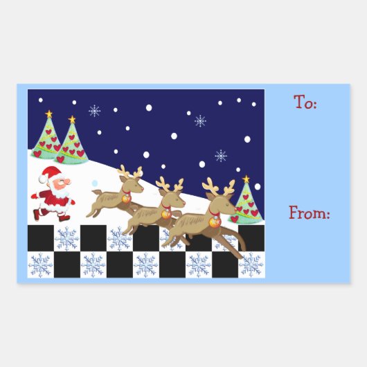 Schattigee kerstcadeau label stickers met kerstman (Voorkant)