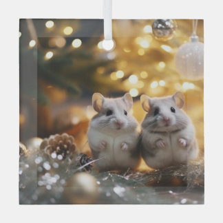 Schattigee kerstchinchilla's glas ornament