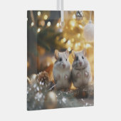 Schattigee kerstchinchilla's glas ornament (Voorkant Rechts)
