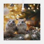 Schattigee kerstchinchilla's glas ornament (Achterkant)