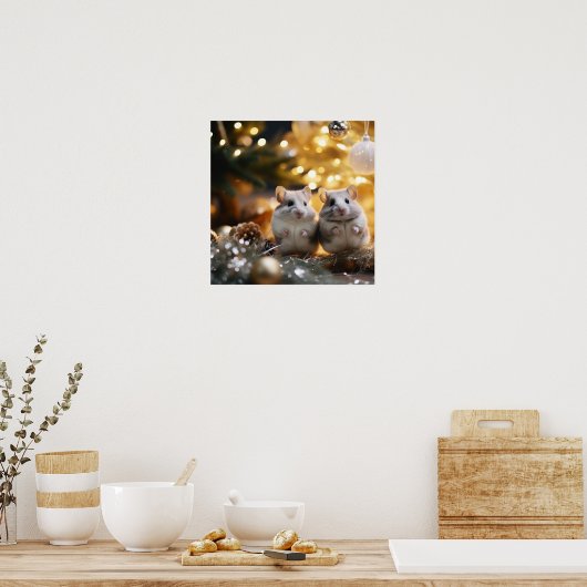 Schattigee kerstchinchilla's poster (Keuken)